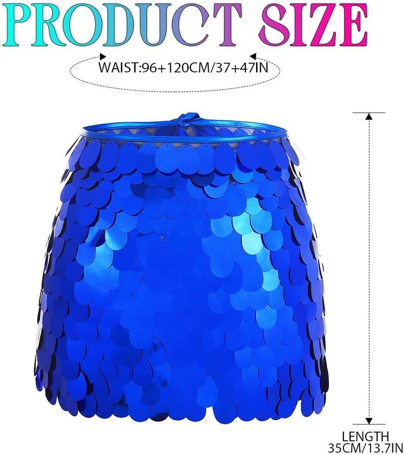 TWINKLEDE Sequin Mermaid Skirt Sparkly Mardi Gras Costume Belly Dance Mini Skirts for Women - Image 3